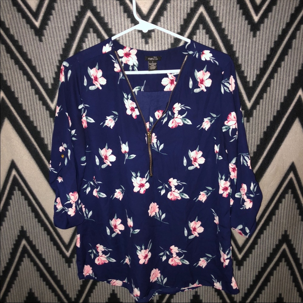 rue 21 zip floral top